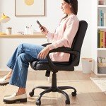 AmazonBasics Mid-Back PU-Padded Office Chair - Black