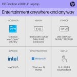 HP Pavilion x360 14" Touchscreen Laptop, Intel i3