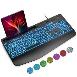 SABLUTE Grande Backlit USB Keyboard with Wrist Rest