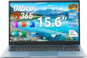 15.6" Naclud Windows 11 Laptop with 36GB RAM