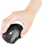 Amazon Basics Wireless Ergonomic Mouse - Adjustable DPI - Black