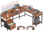 Furologee 66" L-Shaped Computer Desk with Shelves
