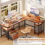 Furologee 66" L-Shaped Computer Desk with Shelves