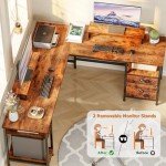 Furologee 66" L-Shaped Computer Desk with Shelves