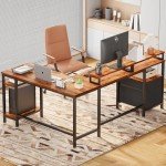 Furologee 66" L-Shaped Computer Desk with Shelves