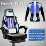 Ergonomic Grey Gaming Chair with Footrest and Lumbar Support