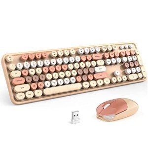 KNOWSQT Wireless Keyboard & Mouse Combo - Milk Tea