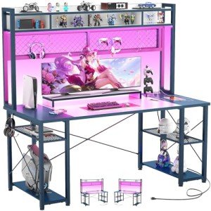 Armocity 2024 LED Gaming Desk with Hutch
