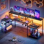 Bestier L-Shaped LED Gaming Desk with Storage