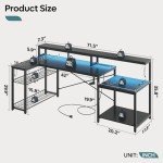 Bestier L-Shaped LED Gaming Desk with Storage