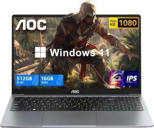 AOC 15.6" Lightweight Laptop with Intel Quad-Core