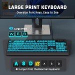 KOPJIPPOM Large Print Backlit USB Keyboard