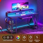Rolanstar LED Gaming Desk with Storage & Outlets