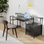 Rolanstar 59" Gaming Desk with LED Lights & Storage
