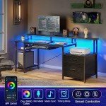 Rolanstar 59" Gaming Desk with LED Lights & Storage