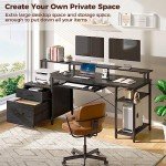 Rolanstar 59" Gaming Desk with LED Lights & Storage