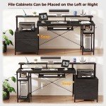 Rolanstar 59" Gaming Desk with LED Lights & Storage