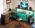 AODK 61" L Shaped Desk with Power Outlets