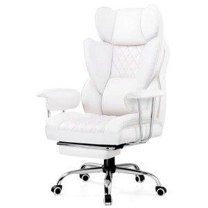 GTRACING GT205 White Gaming Chair with Faux Leather