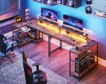 48-Inch L-Shaped Gaming Desk with LED Lights
