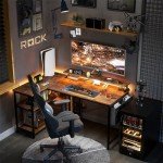 48-Inch L-Shaped Gaming Desk with LED Lights