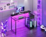 AODK 40-Inch Adjustable Gaming Desk with LED Lights