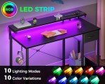AODK 40-Inch Adjustable Gaming Desk with LED Lights