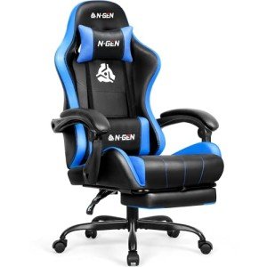 N-GEN Ergonomic Gaming Chair with Footrest – Blue