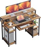 CubiCubi 120cm Computer Desk with Storage Shelves