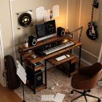 CubiCubi 120cm Computer Desk with Storage Shelves