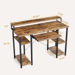 CubiCubi 120cm Computer Desk with Storage Shelves