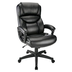 Realspace® Fennington Black Leather High-Back Chair