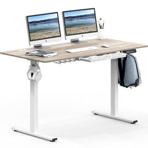 SHW Adjustable Height Electric Desk - 55 Inch