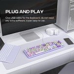 MOWUX Retro USB Wired Keyboard, Purple Design