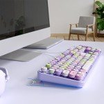 MOWUX Retro USB Wired Keyboard, Purple Design