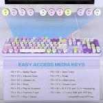 MOWUX Retro USB Wired Keyboard, Purple Design