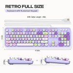 MOWUX Retro USB Wired Keyboard, Purple Design