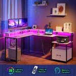 Rolanstar L-Shaped Computer Desk with File Storage