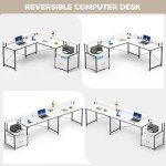 Rolanstar L-Shaped Computer Desk with File Storage