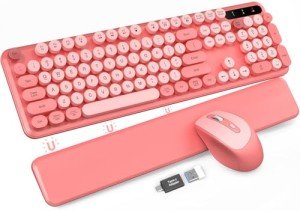 Cute Retro Wireless Keyboard and Mouse Combo