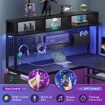 SEDETA L-Shaped Gaming Desk with LED Lights