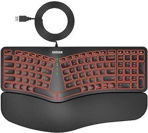 Arteck Ergonomic Split Keyboard with Backlit Colors