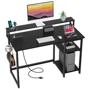 GreenForest Compact Desk with USB and Power Outlet