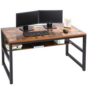 TOPSKY 55" Black Computer Desk with Bookshelf