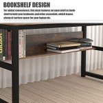 TOPSKY 55" Black Computer Desk with Bookshelf