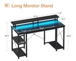 48" LED Gaming Desk with Monitor Stand and Storage