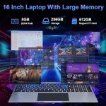 BTDD 16" Laptop, 8GB RAM, 256GB Storage