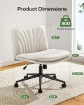 Light Beige Armless Office Desk Chair with Wheels