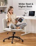 Light Beige Armless Office Desk Chair with Wheels
