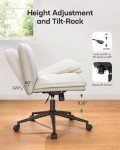 Light Beige Armless Office Desk Chair with Wheels